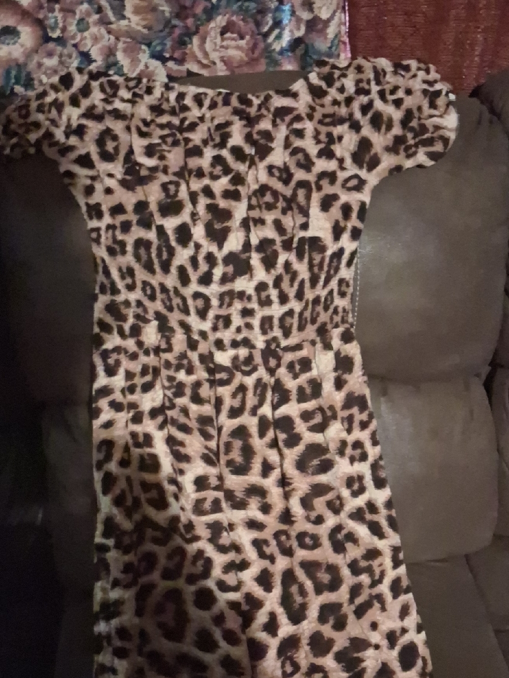Girls' Leopard Print Short Sleeve Romper - Brown